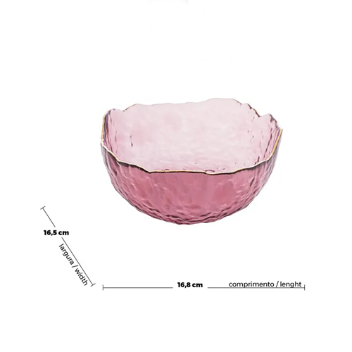 Wolff Bowl De Cristal Borda Dourada Rosa Taj 08x16 5cm