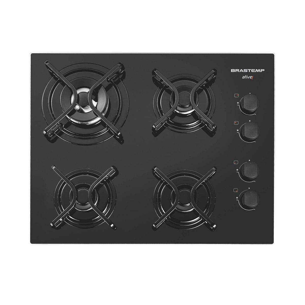 Cooktop a Gás Brastemp Ative 4 bocas Vidro Temperado Bivolt BDD62AEUNA