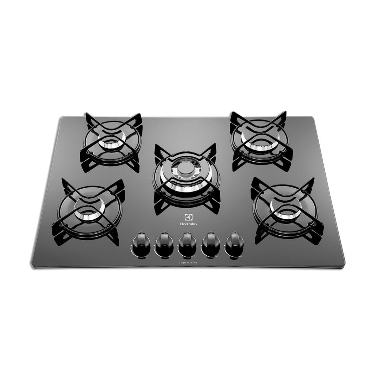 Cooktop a Gás Electrolux Preto com 5 bocas e 1 Queimador Tripla Chama