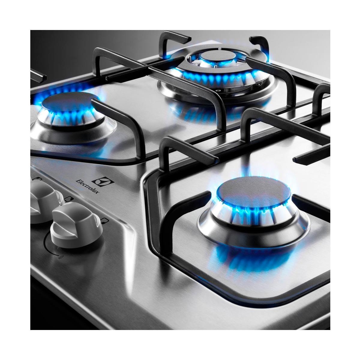 Cooktop a Gás Electrolux Inox com 4 bocas e Queimador Tripla Chama ...