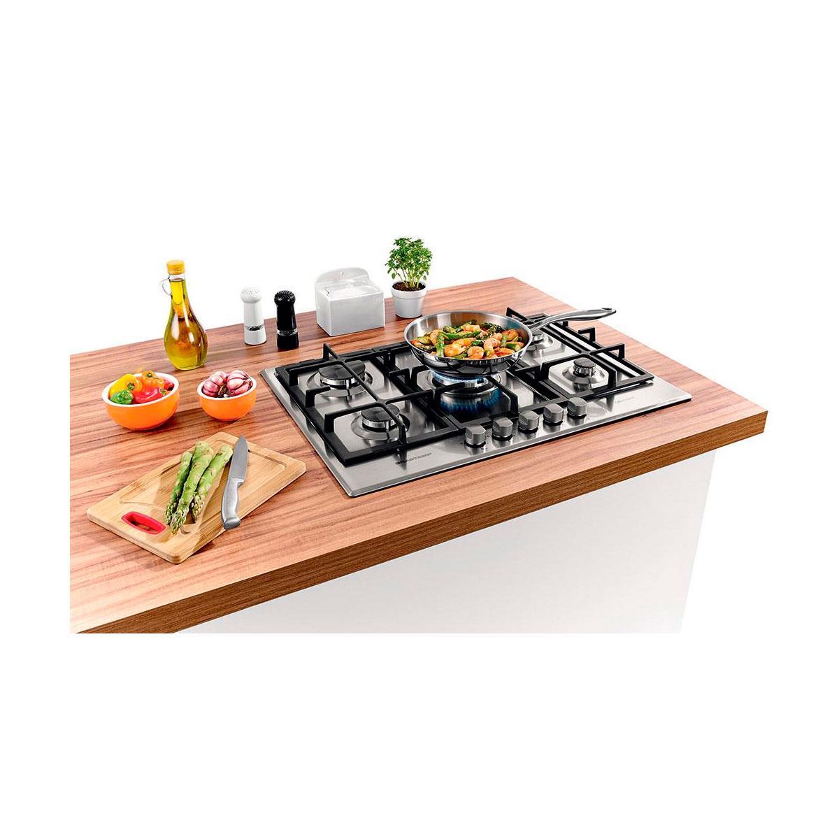 Cooktop a Gás Brastemp Gourmand Inox com 5 bocas e Duplachama 220 V
