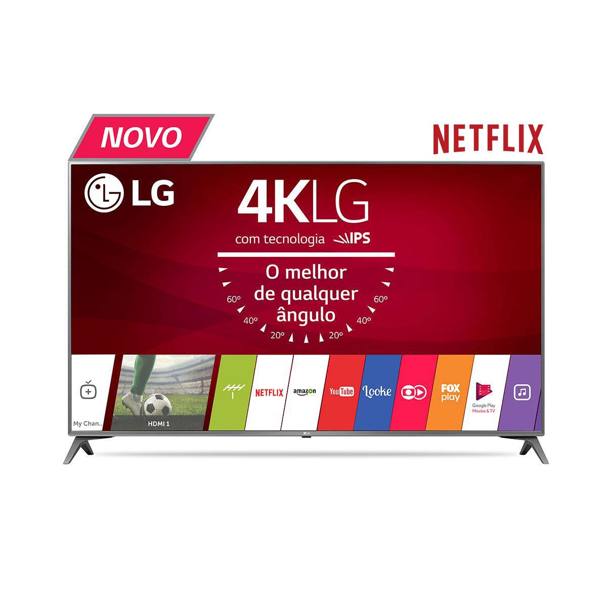 Smart TV LED 4K Ultra HD LG UJ6565 com Wi-Fi, webOS 3.5, Painel IPS e HDR