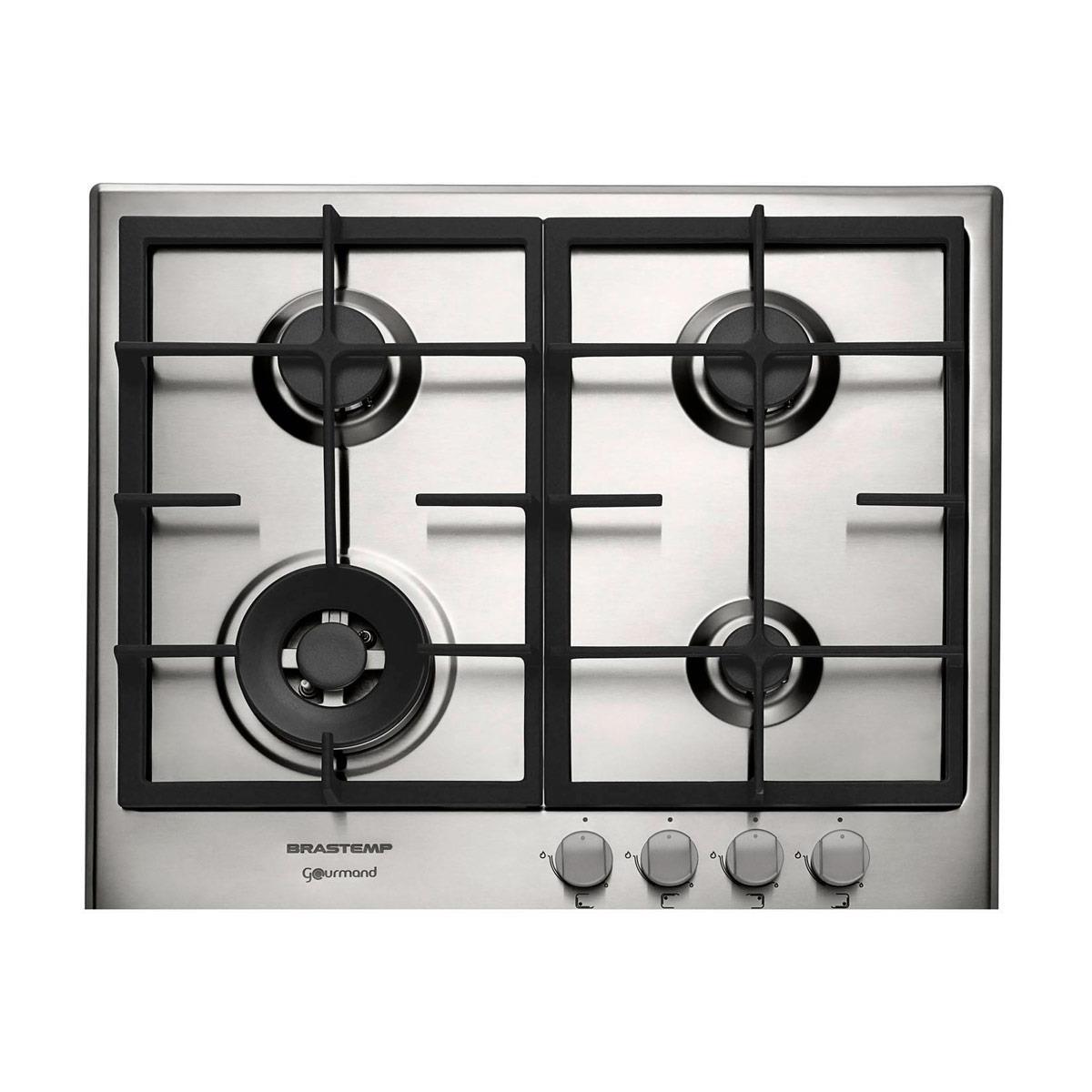 Cooktop a Gás Brastemp Gourmand Inox com 4 bocas e Acendimento