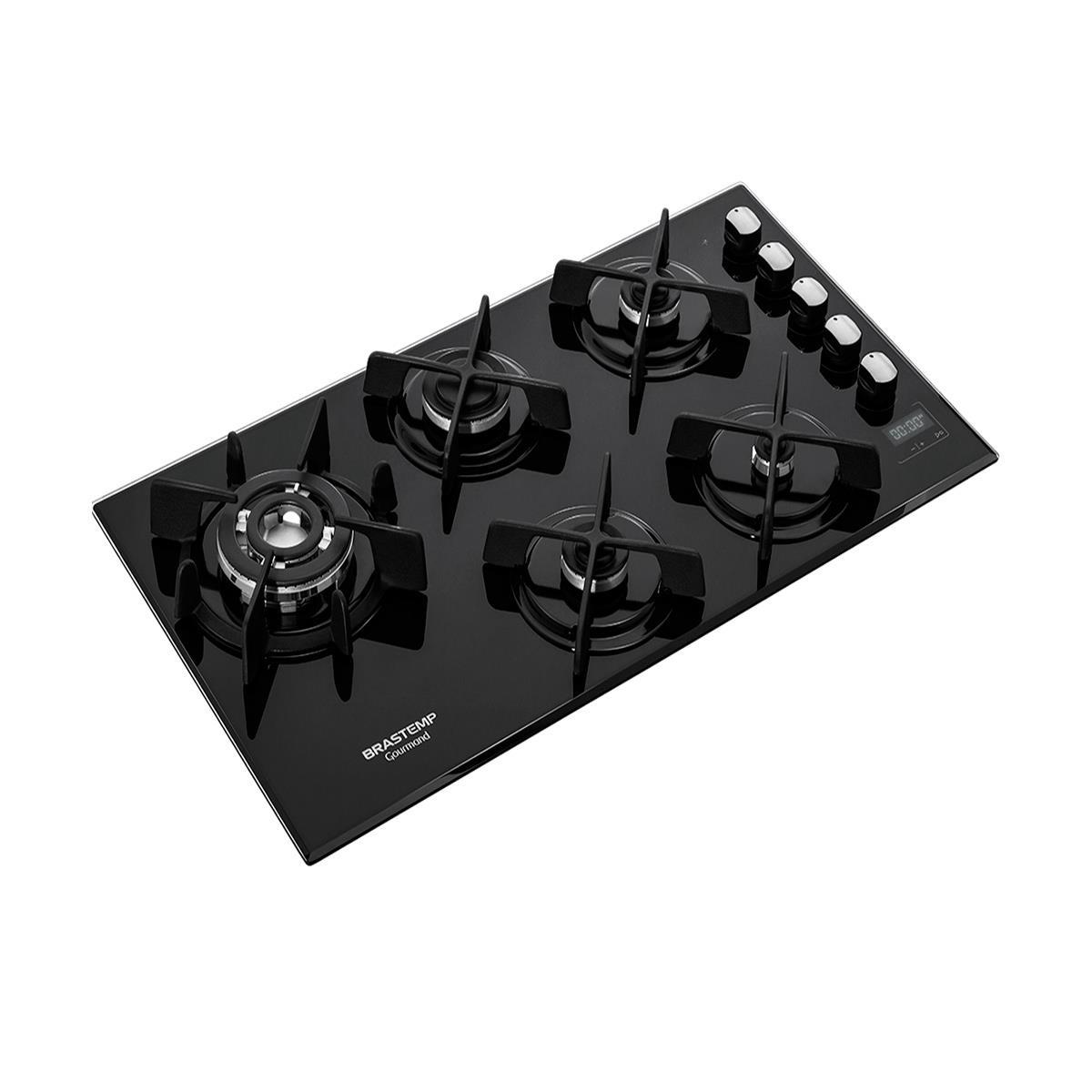 Cooktop a Gás Brastemp Gourmand Preto 5B Acendimento Superautomático