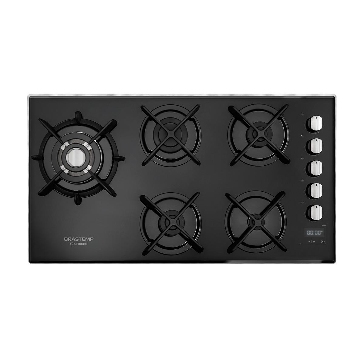 Cooktop a Gás Brastemp Gourmand Preto 5B Acendimento Superautomático
