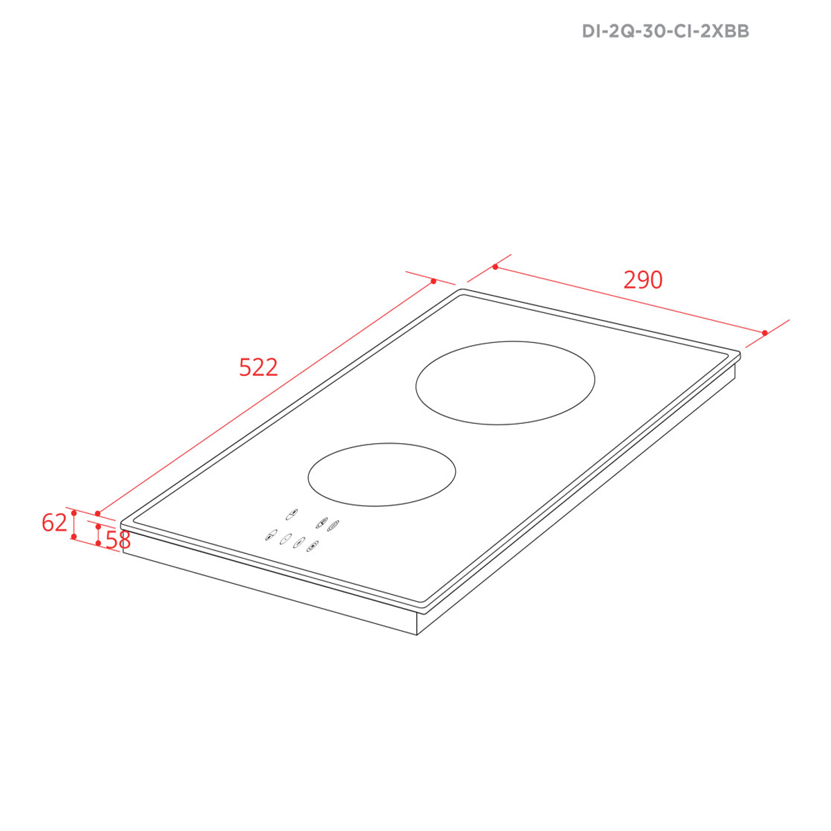 Elettromec Cooktop 30cm Inducao Domino Quadratto 220v