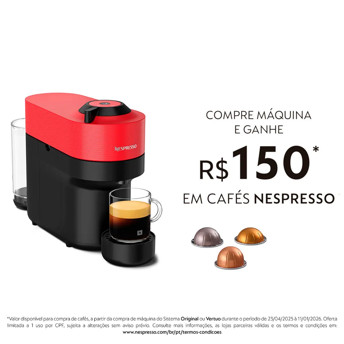 Nespresso Cafeteira Vertuo Pop Vermelho Pimenta 127v