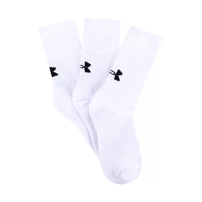 Under Armour Meia Pacote Com 03 Peças Core Cotton Crew Cano Alto - Tam M