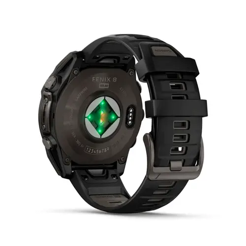 Garmin Monitor Cardíaco De Pulso Com GPS Fenix 8 Safira Carbon Titânio C/ Pulseira Preta/Cinza 010-02904-21