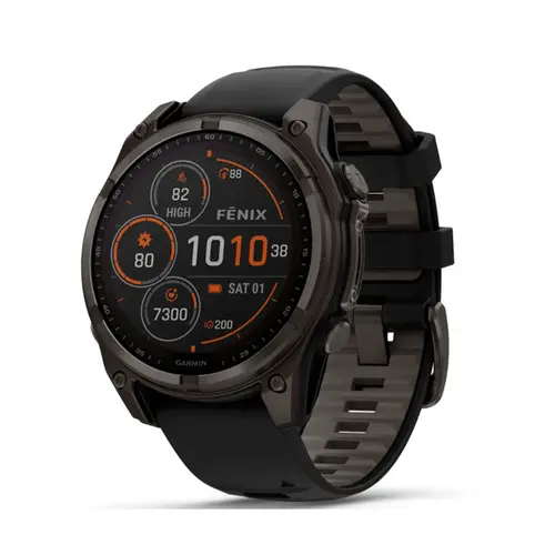 Garmin Monitor Cardíaco De Pulso Com GPS Fenix 8 Safira Carbon Titânio C/ Pulseira Preta/Cinza 010-02904-21