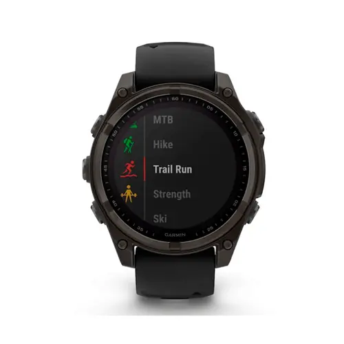 Garmin Monitor Cardíaco De Pulso Com GPS Fenix 8 Safira Carbon Titânio C/ Pulseira Preta/Cinza 010-02904-21