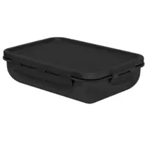 Ou Marmita Hermetica Retangular Bicolor Preto Fechado