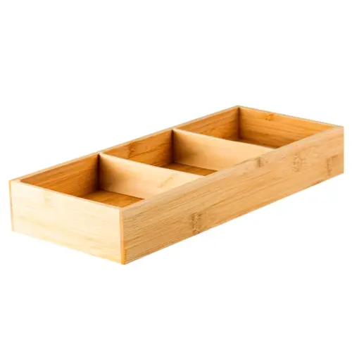 Ou Organizador De Gavetas Keep 03 Nichos Bambu