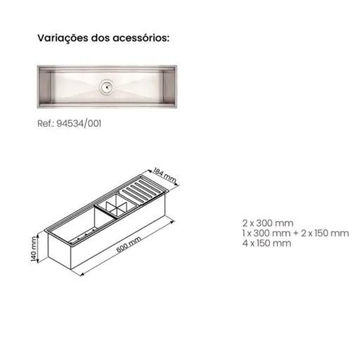 Tramontina Calha Úmida Inox 60x18cm