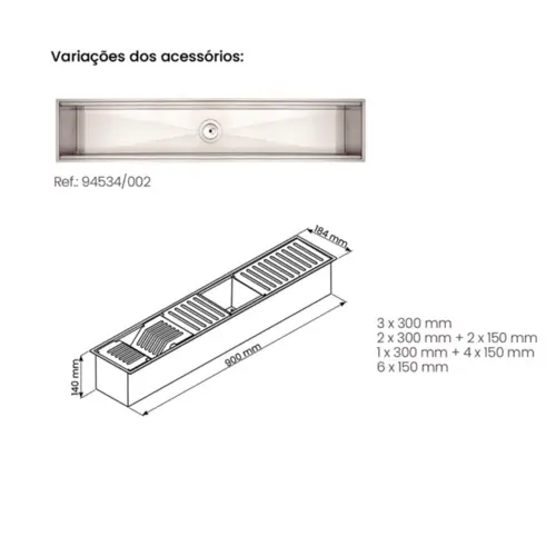 Tramontina Canal Organizador Aço Inox 90x18cm