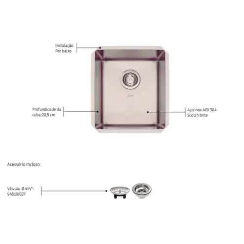 Tramontina Cuba 34x40cm Quadrum 34 Undermount Inox