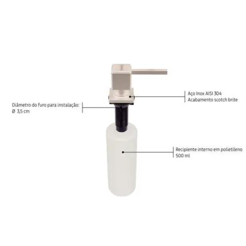 Tramontina Dosador De Sabão Square Inox 500ml