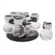 Wolff Conj. C/ 6 Potes Vidro E Tampa Plastico Com Base Giratoria Preto