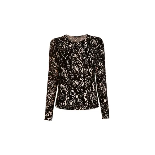 Le Lis Blusa Tule Rafaela Bicolor Bege e Preto