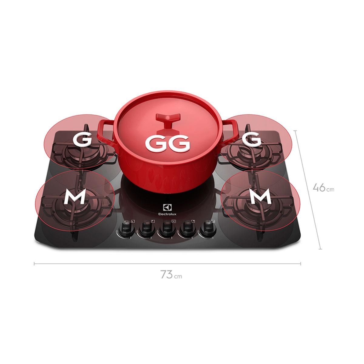 Cooktop a Gás Electrolux GC70V Preto 5 bocas Bivolt