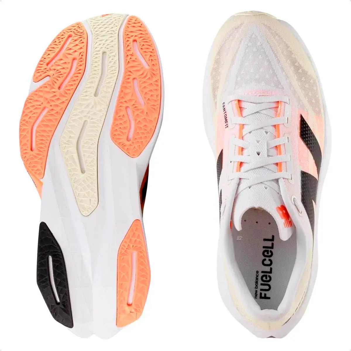 New Balance Tenis M Fuelcell Rebel V4 Branco/Laranja