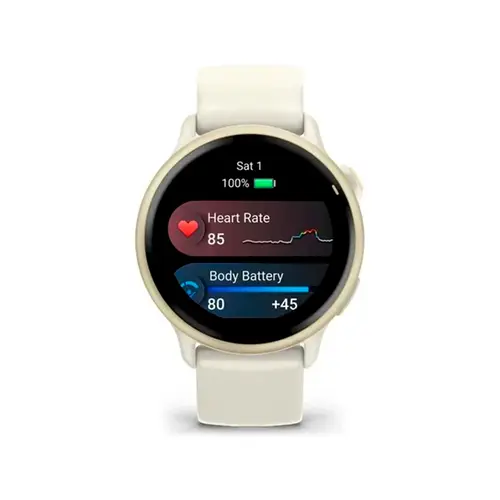 Garmin Monitor Cardíaco De Pulso Com Gps Vivoactive 6 Lunar Gold C/ Branco