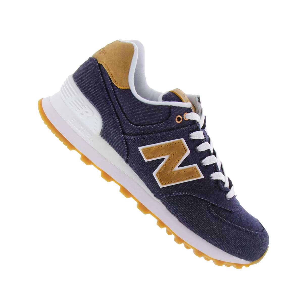 tênis couro new balance w 500 feminino azul e branco