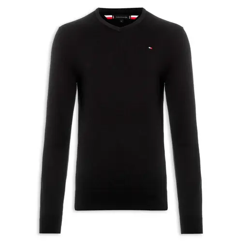 Tommy Hilfiger Sweater Masc Wcc Signature V Neck Preto