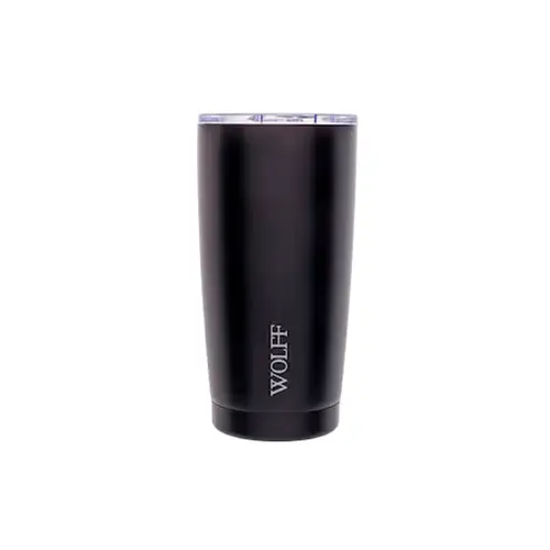 Wolff Gourmet Copo Térmico de Aço Inox Parede Dupla Com Tampa Preto 600ml