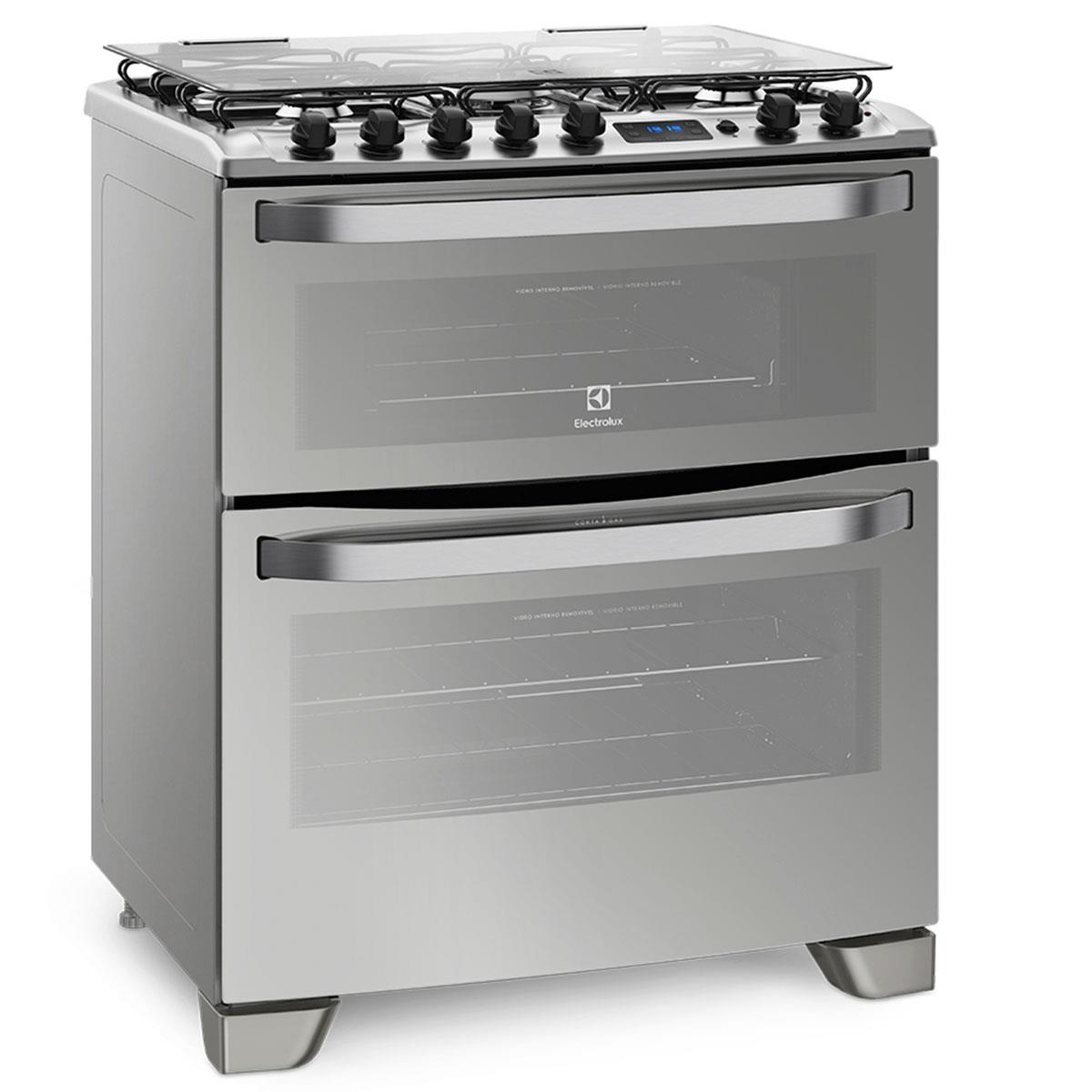 Fogão Electrolux 76XDR Prata Duplo Forno 5 bocas Grill Bivolt