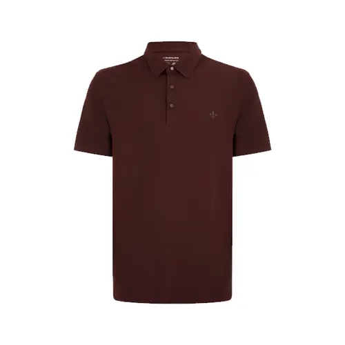 Dudalina Polo Masc Mc Malha Tech Textura Marrom Escuro