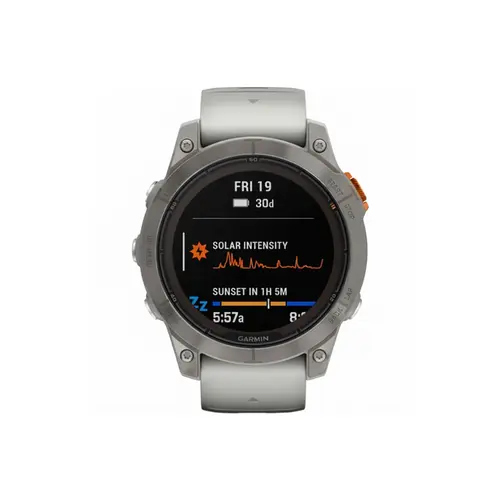 Garmin Smartwatch Com GPS Fênix 7x Pro Safira Cinza Titânio com Pulseira Cinza/Laranja