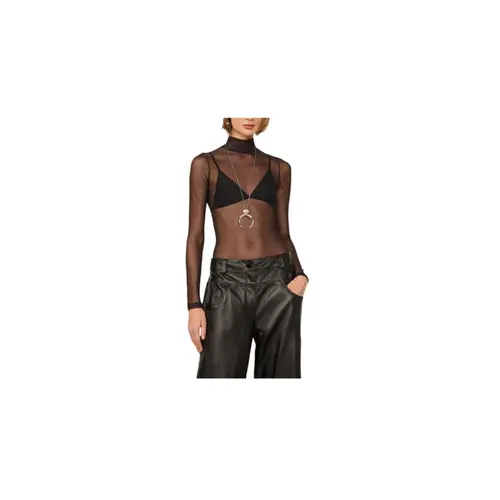 Animale Blusa Gola Alta De Tule Preto (2601) (0005) G