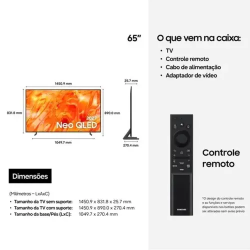 Samsung TV Neo Qled 4k 65 Vision AI 60Hz 2026