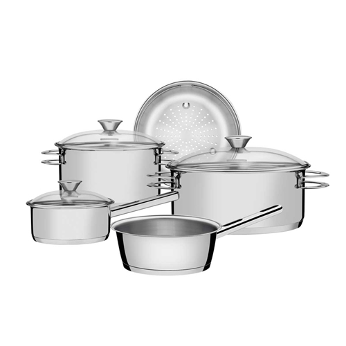 Jogo de Panelas Tramontina Aço Inox Fundo Triplo Cooktop Fogão Indução 3  Peças Solar