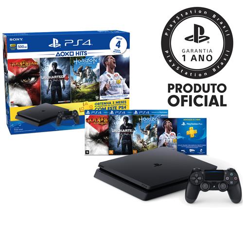 Console PS4 Slim 500GB Hits Bundle 4 Jogos