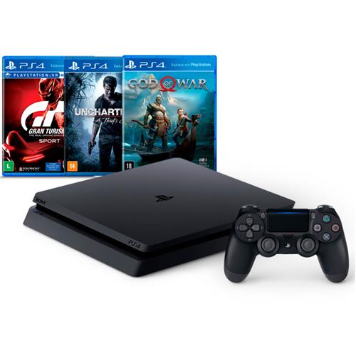 Console Sony Playstation 4 1Tb com 7 Jogos (Pacote family) - Loja