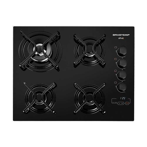 Cooktop a Gás Brastemp Ative! Preto com 4 bocas e Acendimento Superautomático Bivolt BDT62AEUNA