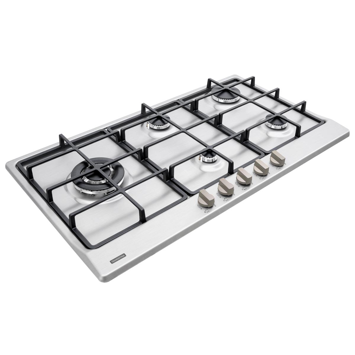 Cooktop a Gás Tramontina Penta Plus 5GX Safestop 90 em Aço Inox com