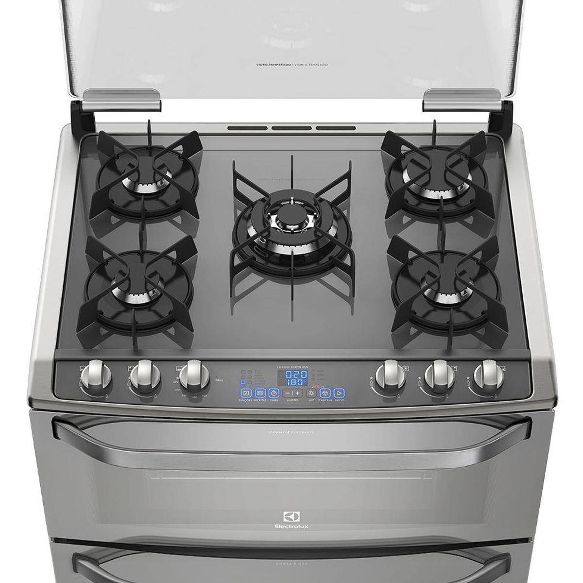 Fogão Electrolux Autolimpante com Função Grill e Duplo Forno Silver 76XGD