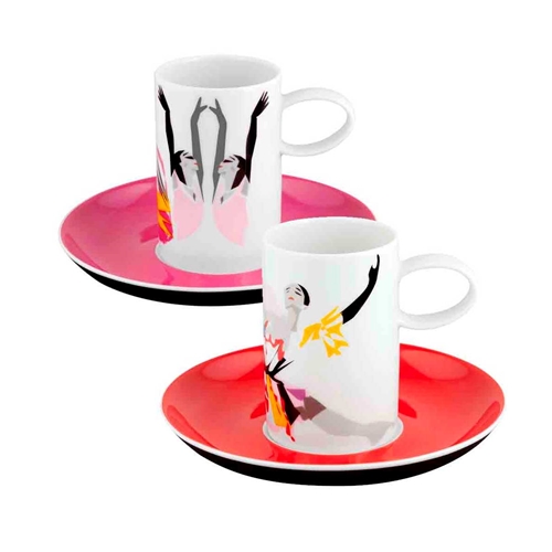 Vista Alegre Tchaikovs Set of 4 Coffe Cups & Saucers