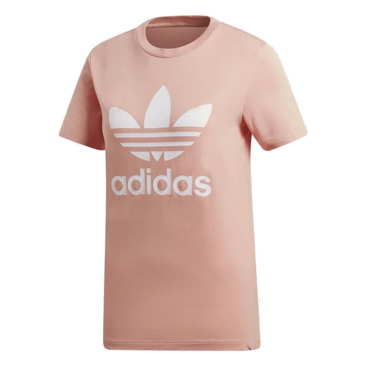 camiseta adidas trefoil feminina rosa