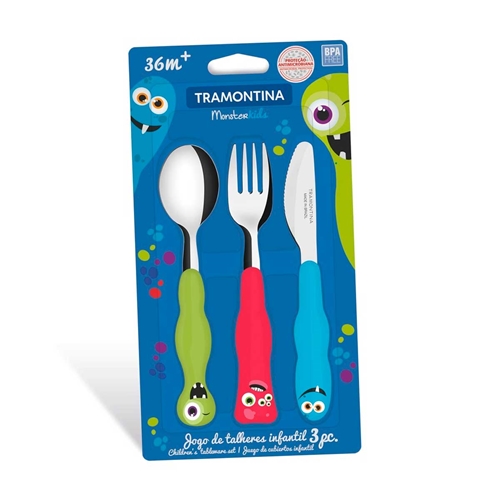 Tramontina Baby Friends Juego de Cubiertos Infantil Children's Flatware Set  Fork & Spoon BPA-Free (2