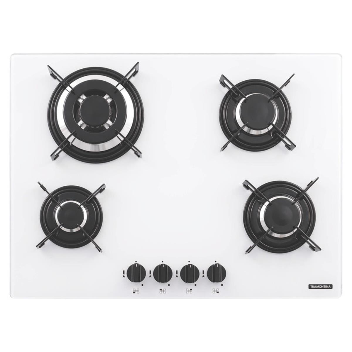 Cooktop a Gás Tramontina Trapézio W 4GG TRI 70 Vidro Temperado Branco 4