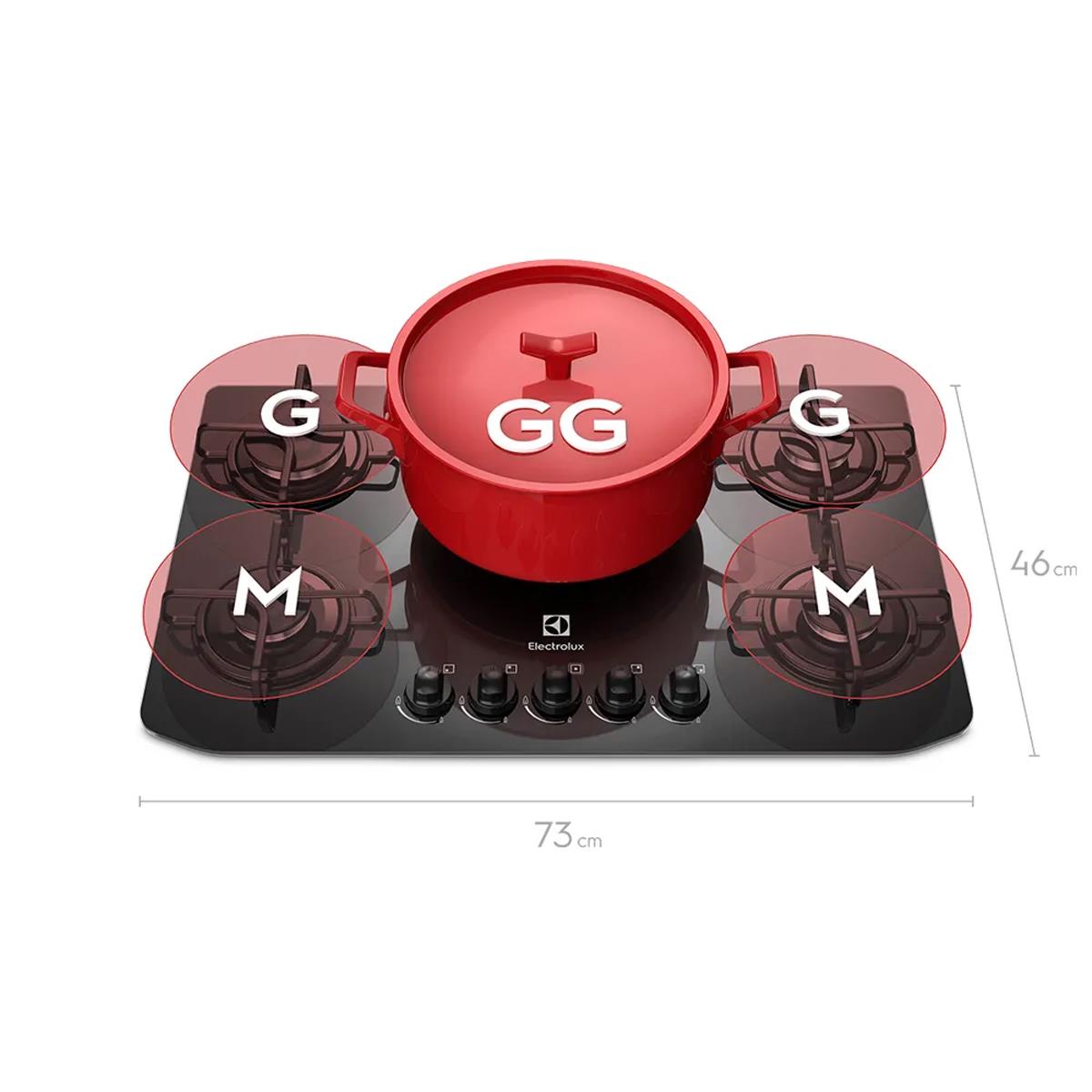 Cooktop à Gás Electrolux 5 Bocas Preto Bivolt GC70V