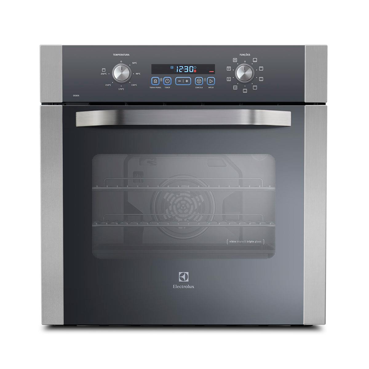 Forno Elétrico De Embutir Electrolux OE8DX Inox 80L, Grill E Painel ...