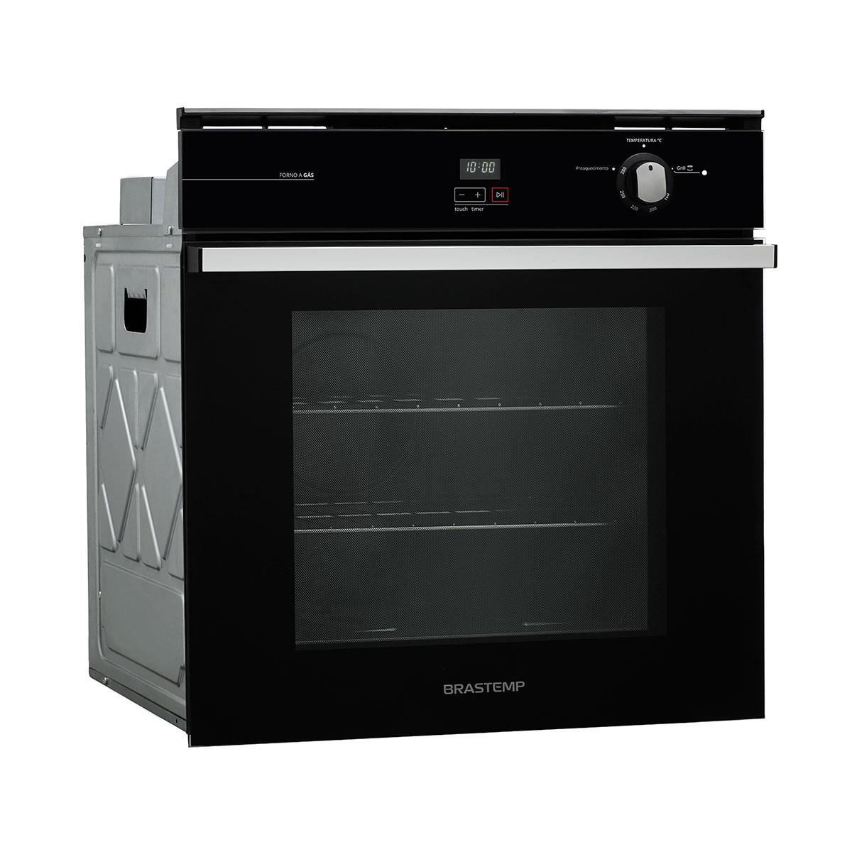 Forno a Gás de Embutir Brastemp BOA84 Preto 78L, Grill e Timer