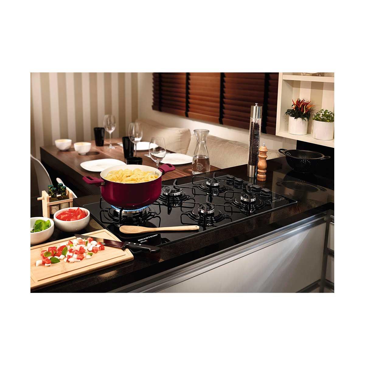 Cooktop a Gás Brastemp Ative! 5 bocas Touch Timer e Quadrichama Bivolt