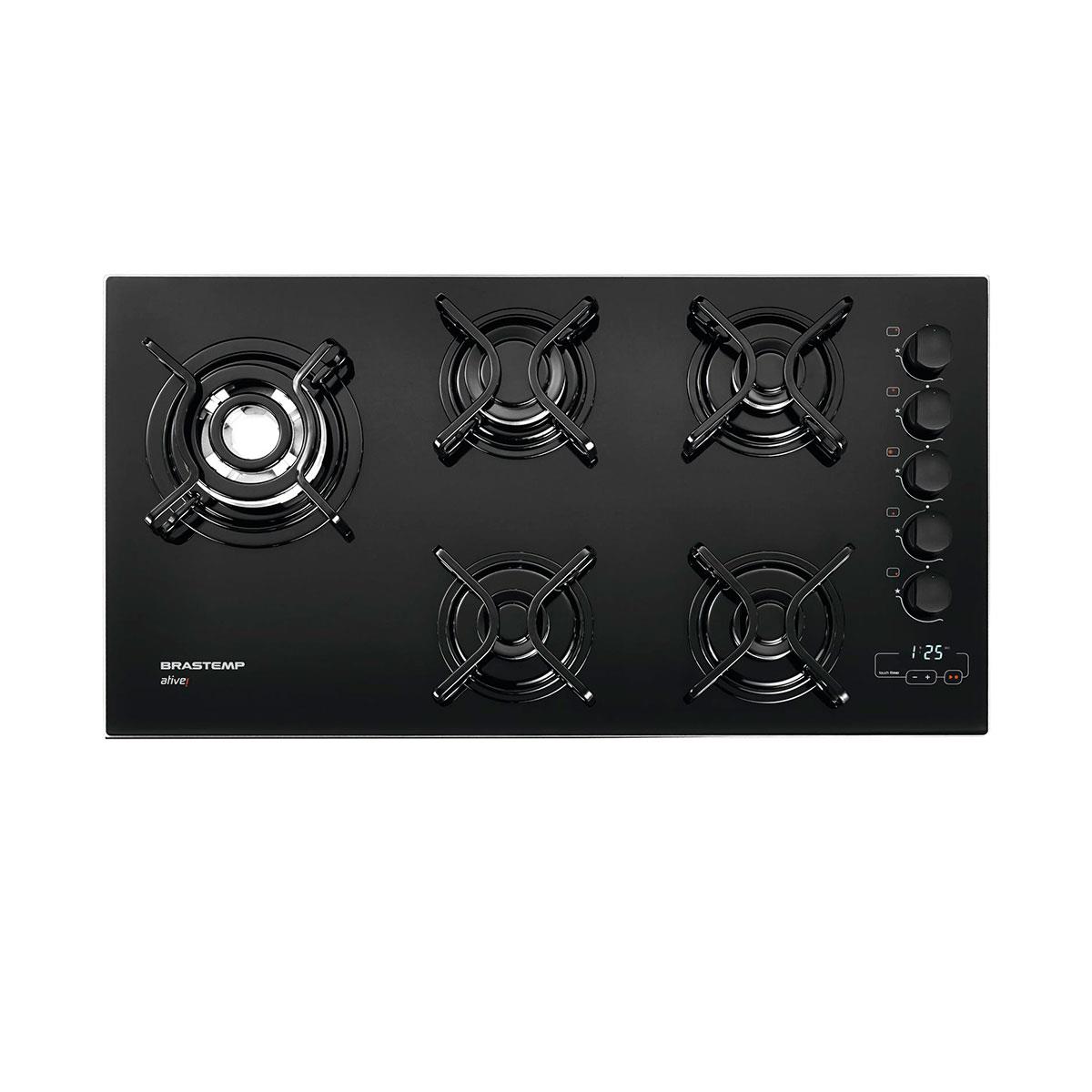 Cooktop a Gás Brastemp Ative! 5 bocas Touch Timer e Quadrichama Bivolt