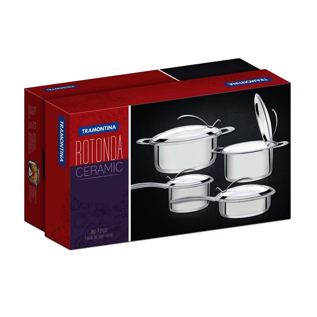 Jogo de Panelas Tramontina Rotonda Ceramic Inox 4 Peças